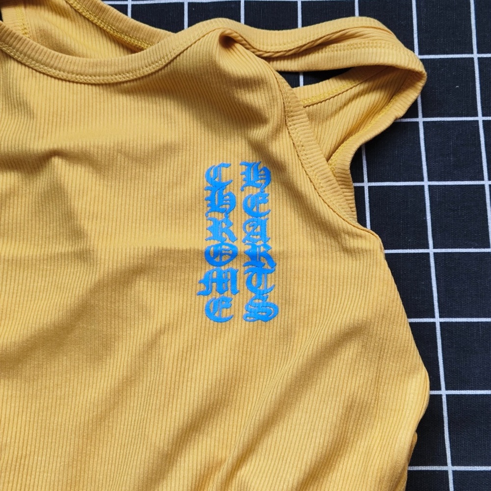 Chrome Hearts Yellow Tank Top with Blue Logos - Picture 2 of 5